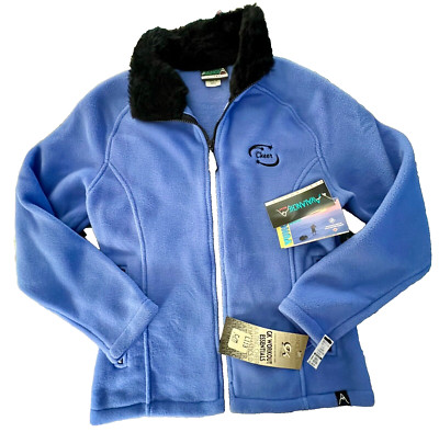 AVALANCHE ''CHEER''  GIRLS MEDIUM OCEAN BLUE FLEECE BLACK FAUX FUR COLLAR JACKET M