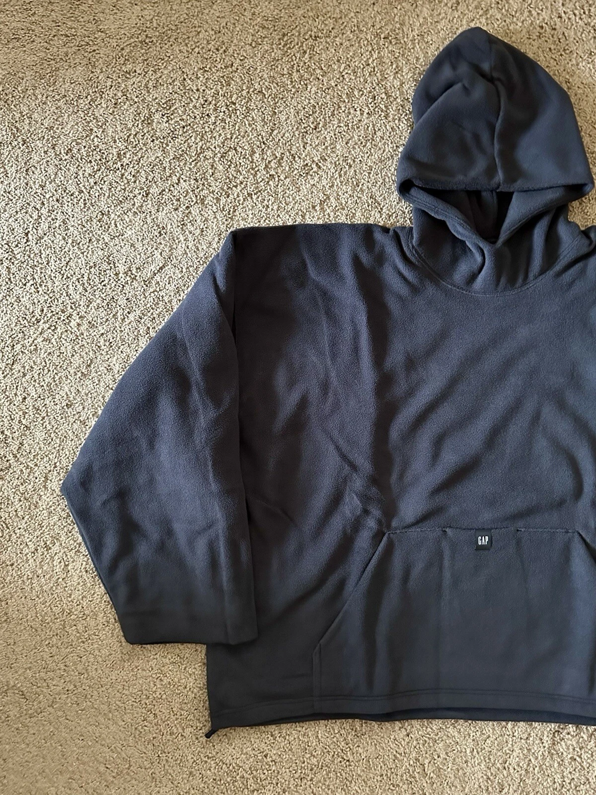 Felpa con cappuccio taglia S Yeezy Gap Balenciaga oversize pile polare nera doppio strato nuova