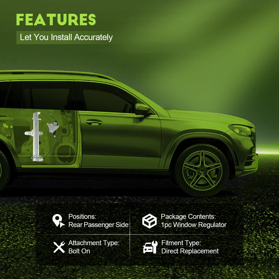 Regulador de ventana eléctrica trasero derecho con motor Lincoln Town Car 1998-2011 Foto 2 de 4