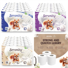 72 Serenity 3Ply Toilet Rolls Tissue Quilted Bulk Buy UNSCENTED/VANILLA/LAVENDER