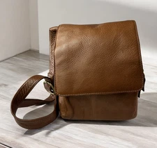 Hobo International Brown Leather Fold Over Flap Shoulder Bag Crossbody Purse