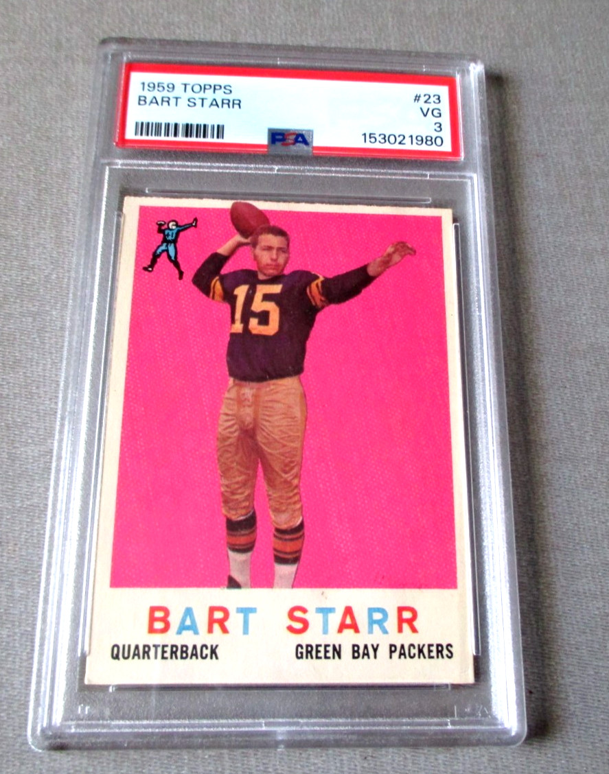 1959 TOPPS NO.23- BART STARR-HOF- GREEN BAY PACKERS- PSA VG 3-UNDER GRADED- VIEW