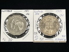 1971 and 1981 Australia 50 Fifty Cents Copper Nickel Coins Australian
