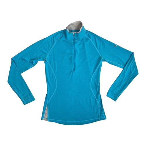 Icebreaker GT 200 Half Zip Merino Wool Womens Base Layer Chase Hiking L Teal