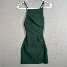 Zara Womens Green Fitted Halter Dress Size XS Cotton Blend