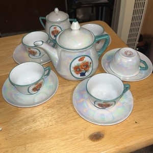 German 14 pc Child’s Tea Set Pearl  Lusterware