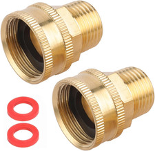 2PCS Brass Garden Hose Adapter 3/4 GHT Female to 1/2 NPT Male Connector