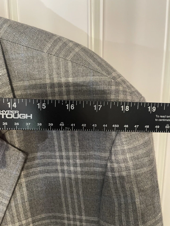 Abrigo Deportivo Hugo Boss Blazer Lana Lino Para Hombre 46R EU 56 Gris Cuadros Chaqueta a Cuadros Foto 3 de 4