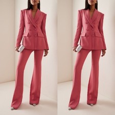 Hot Pink Women Suits Formal Office Work Wedding Party Wear Ladies Outfits