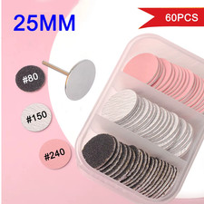 60Pcs Replaceable Sanding Paper with Metal Disk,25Mm Pink Pedicure Nail Bit Sand