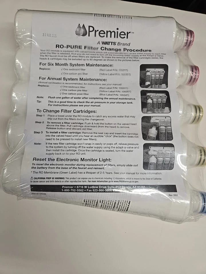 Premier 2 Red Sediment Filter, 2 Yellow Pre Carbon Filter And 1 Blue Post Carbon - Image 4 of 4