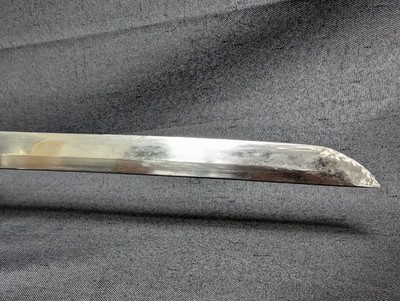 Mumei Wakizashi 54.2cm with Iron Geometric Tsuba and Brass