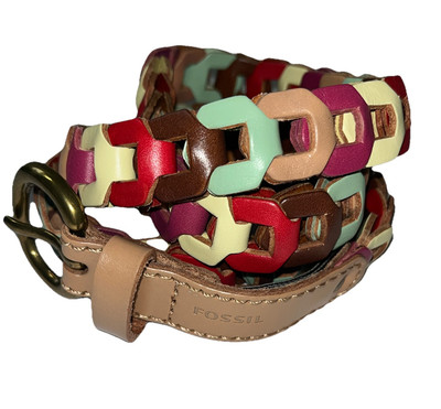 Fossil Southwest Leather Chain Link Women