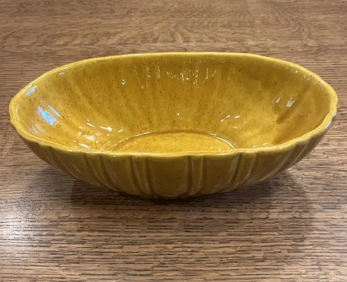 Vintage Haeger USA Large Butterscotch Mustard Speckled Oval Planter #4020-C