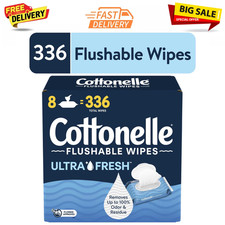 Cottonelle FreshFeel Flushable Wet Wipes for Adults and Kids, 8 Flip-Top Packs