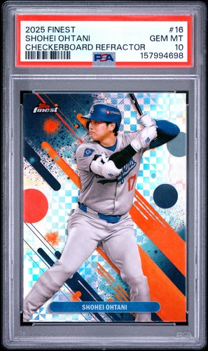 2025 TOPPS FINEST CHECKERBOARD REFRACTOR #16 SHOHEI OHTANI PSA 10