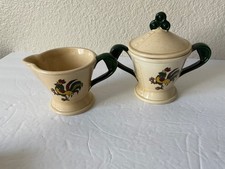 METLOX POPPYTRAIL CREAMER & SUGAR BOWL CALIFORNIA  Red ROOSTER