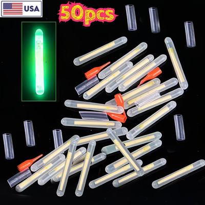 50pcs Fishing Glow Stick Night Fishing Luminous Rod Fishing Gear Green