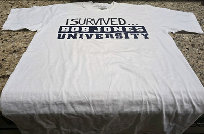 I Survived Bob Jones University TShirt Men s Medium White Vintage 2000's NEW 