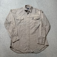 Wrangler Shirt Mens Medium Gray Pearl Snap Brushpropper Western Rodeo Cowboy