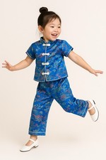 Kids 4-5 y. Cheongsam Silk Blouse Pants Kids Set Asian Motifs Chinese Japanese