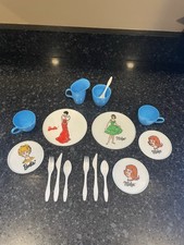 VTG 60s Worcester Barbie Midge Plastic Tea Set Lot Cups Plates Sugar Creamer