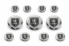 Metal Blazer Buttons Set - Rampant Lion Black...