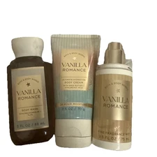 Bath & Body Works Vanilla Romance Body Cream, Body Wash & Mist Set Travel