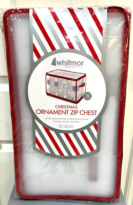 Whitmor Christmas Large Ornament Storage Zip Chest Hard Shell 112 Compartments