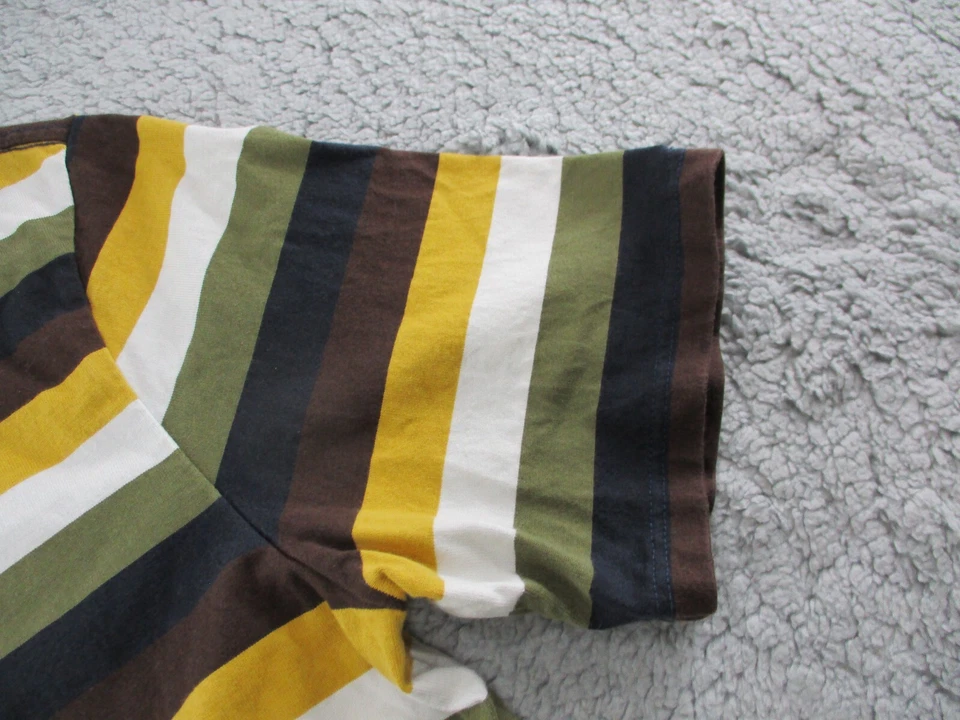 Guess Jeans Striped Shirt Mens Medium Made in USA Yellow Brown 90s Short sleeve - Image 3 of 4