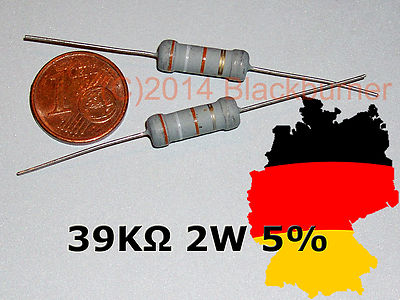 39K 2W 5% Carbon Last-widerstand 2/ 5/ 10 Stck. Power Resistor