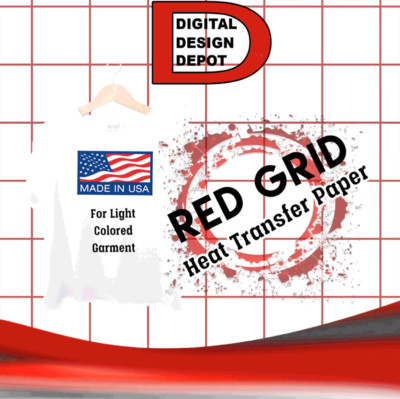 HEAT TRANSFER PAPER FOR INKJET PRINTER RED GRID 500 SHEETS 8.5x11 LIGHT FABRIC 