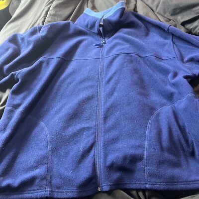 Stitch Basic Full Zip Fleece Jacket Mens XXL Blue Vintage Outerwear GUC