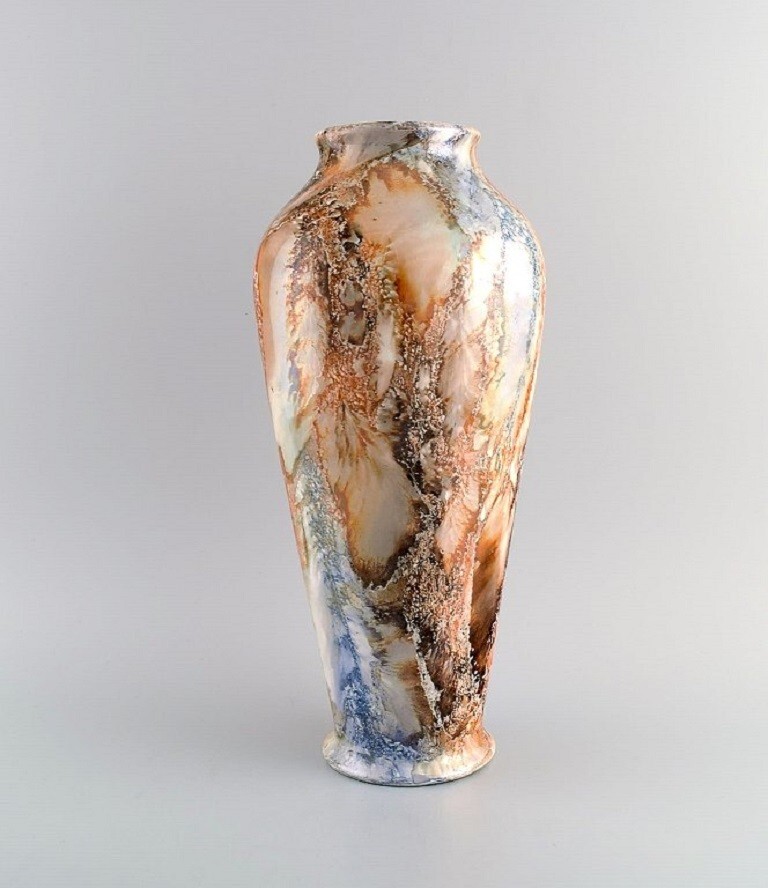 Arabia, Finland. Large Art Deco vase in glazed faience. Beautiful