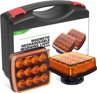 2 Rechargeable Vehicle Flashers, Flashing Hazard Lights, Wireless Portable