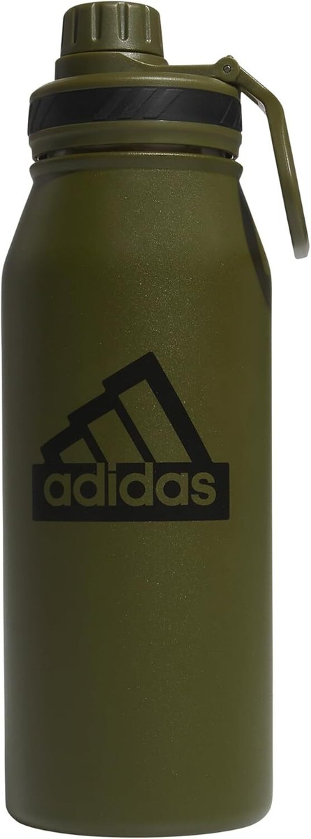 adidas 1 Liter (32 Oz) Metal Water Bottle, One Size, Focus Olive