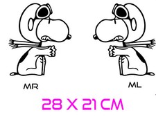 2x Snoopy Red Baron Set Auto Aufkleber  li + re schauend Sticker Folie 28x21cm