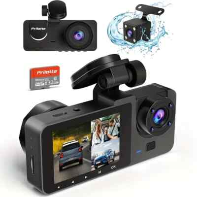 New 3 CH Triple Dash Cam 4K + 1080P Front Inside and Rear Car Dash Camera