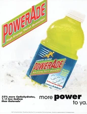 1994 POWERADE Lemon-Lime Energy Sports Drink PRINT AD ART - MORE POWER TO YA