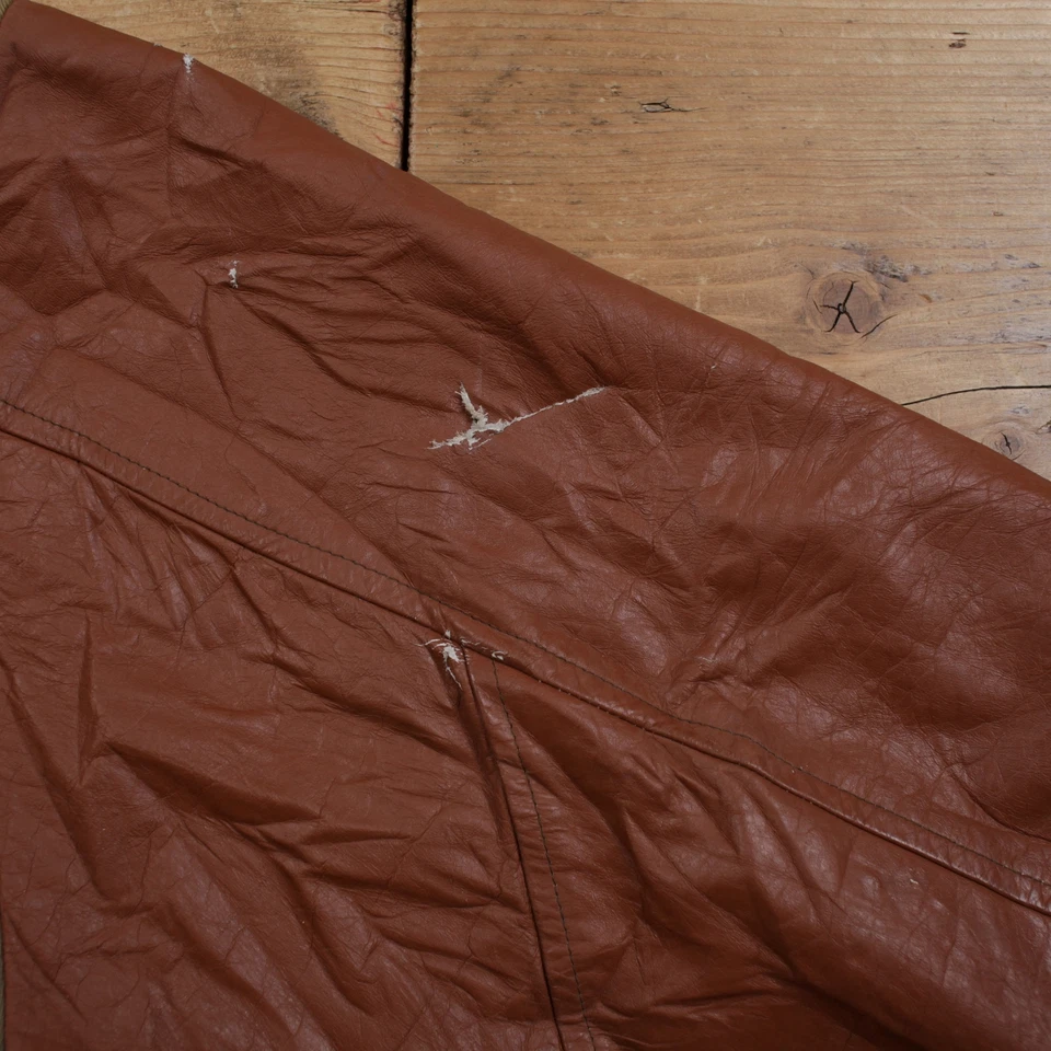 Chaqueta Bomber Vintage Rainbow Creations XL 90s Cuero Ropa de Trabajo Hecha en EE. UU. Roja Foto 4 de 4