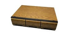 Vintage Cassette Tape Storage Case 42 Holder Faux Wood Finish 3 Drawer Cabinet