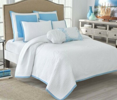 Nostalgia SEA STAR 3PC Full Queen Quilt Shams Beach Turtles Starfish Seahells 