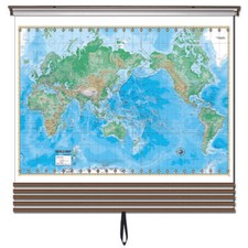Advanced Physical Wall Map Set on Roller w/ B...