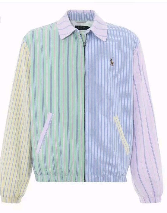 BNWT Polo Ralph Lauren Bayport Oxford Multi Stripe Fun Jacket Large RRP £265