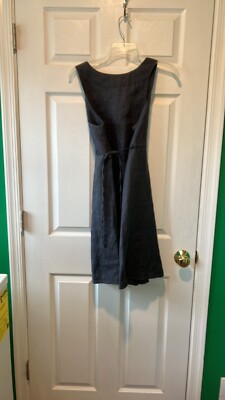 Co 100% Cotton Linen Dress V Neck Apron Styling Black Xxs | eBay