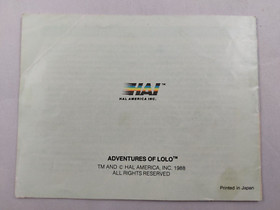 Adventures of Lolo (Nintendo NES) Instruction Manual ONLY