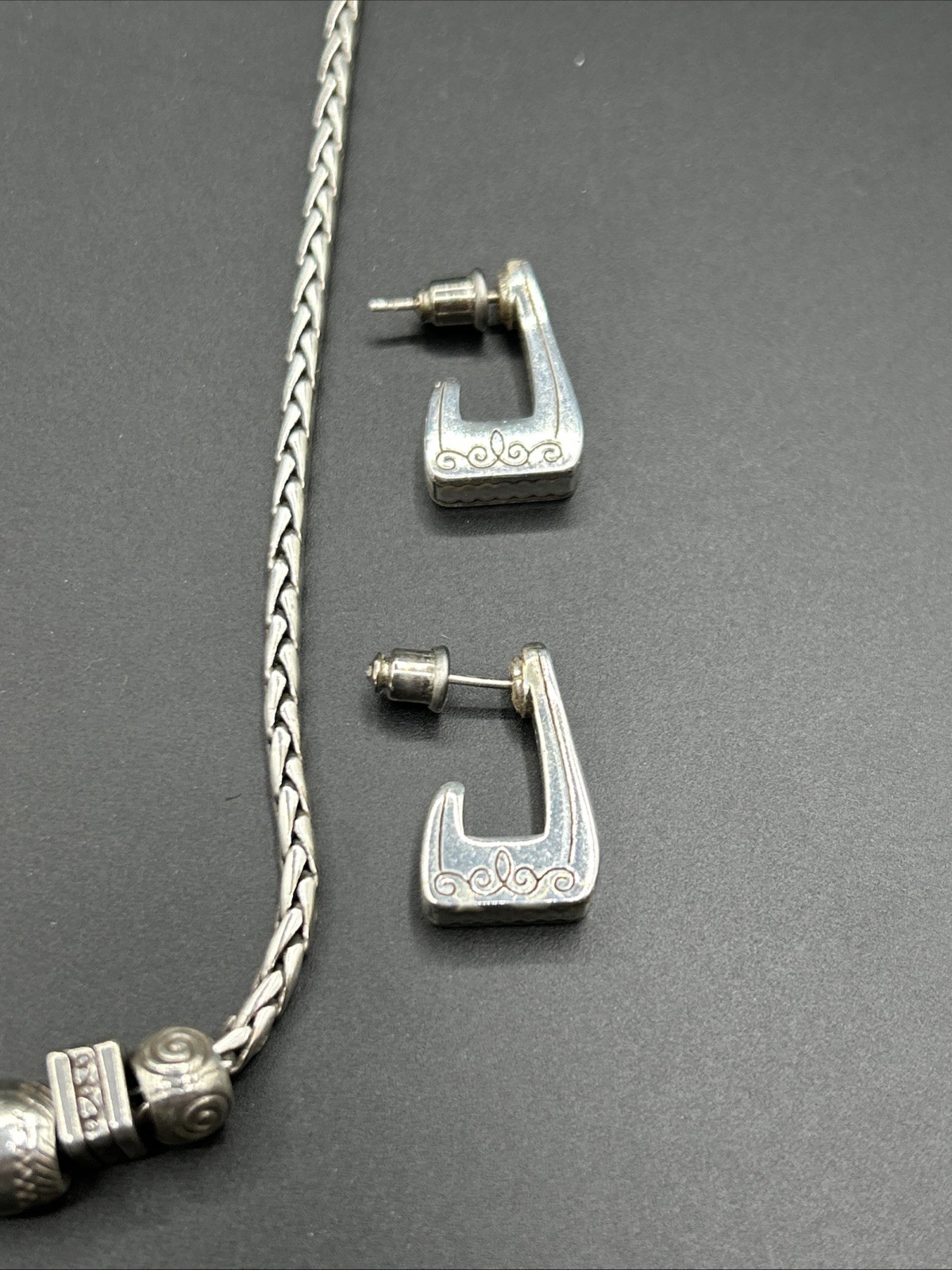 BRIGHTON RETIRED Dangle Silver SCROLL EARRINGS an… - image 4