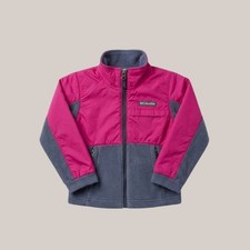 Columbia Fleece Hybrid Full Zip Jacket Pink Grey Colorblock 4T Toddler