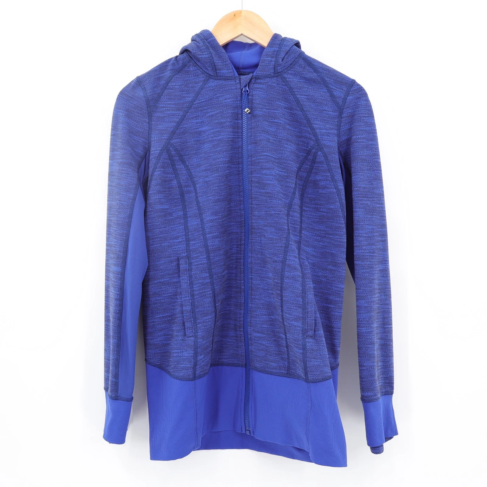 Lululemon Women's On The Daily Hoodie Full Zip Heathered Deep Navy Sz 8