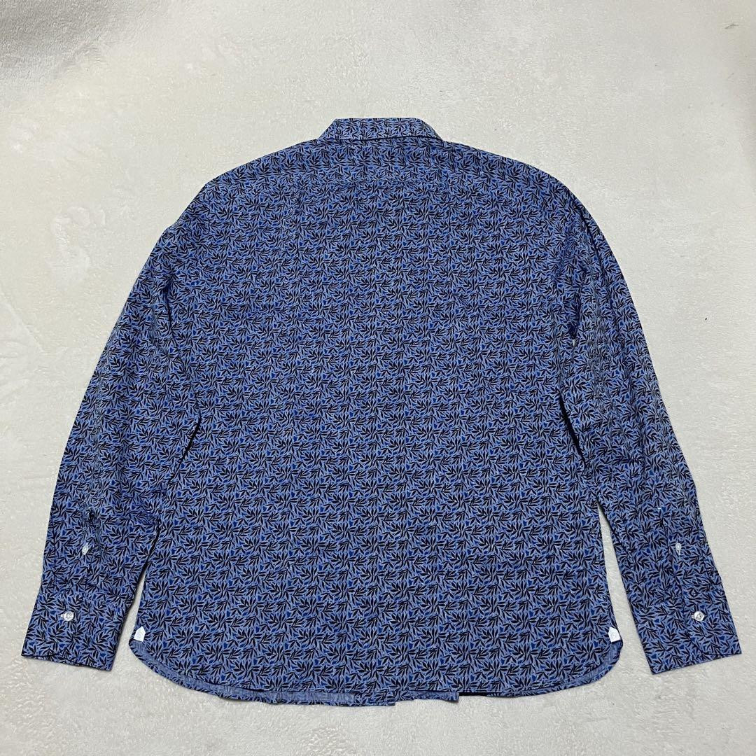 Borriello Button Down Shirt 17/43 XL Blue Botanical Print Italian 